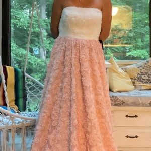 Adrianna Papell Strapless Tulle Dress with Flowers
